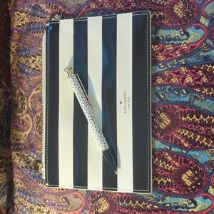 Kate Spade Striped Pouch With Matching Pen